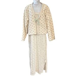 90s Bali Studio Nightgown Set Cottagecore Coquette Grandmacore Floral 936079 L